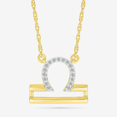 Unisex Adult Diamond Accent Natural White Diamond 10K Gold 17 1/ Inch Pendant Necklace