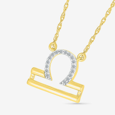 Unisex Adult Diamond Accent Natural White Diamond 10K Gold 17 1/ Inch Pendant Necklace