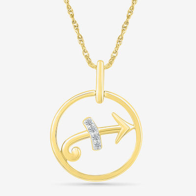 Womens Diamond Accent Natural White Diamond 10K Gold 18 Inch Pendant Necklace