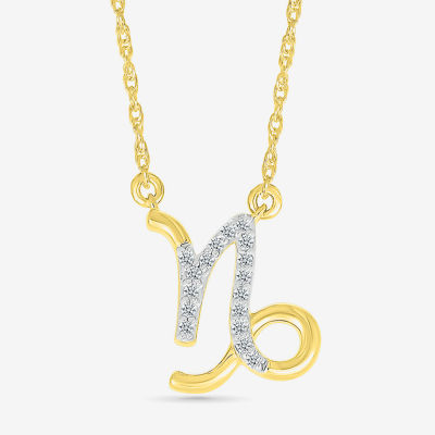 Unisex Adult Diamond Accent Natural White Diamond 10K Gold 17 1/ Inch Pendant Necklace