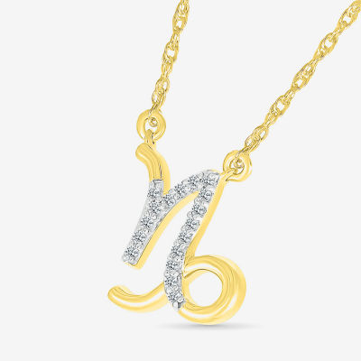 Unisex Adult Diamond Accent Natural White Diamond 10K Gold 17 1/ Inch Pendant Necklace