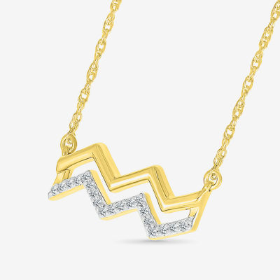 Unisex Adult Diamond Accent Natural White Diamond 10K Gold 17 1/ Inch Pendant Necklace