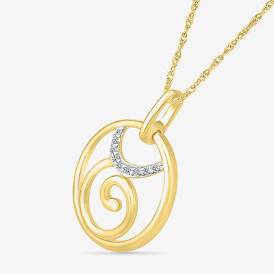 Womens Diamond Accent Natural White Diamond 10K Gold 18 Inch Pendant Necklace