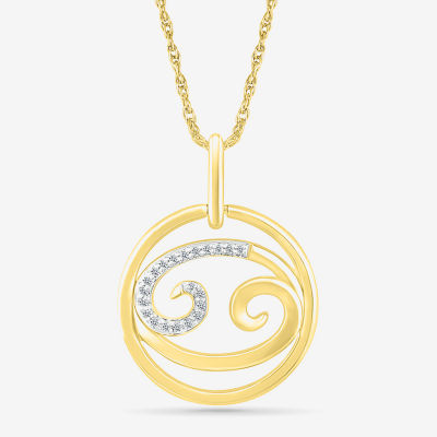 Womens Diamond Accent Natural White Diamond 10K Gold / Inch Pendant Necklace