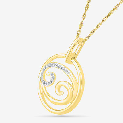 Womens Diamond Accent Natural White Diamond 10K Gold / Inch Pendant Necklace