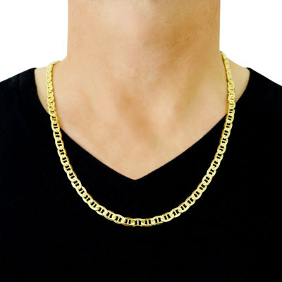 14K Gold 24 Inch Semisolid Mariner Chain Necklace