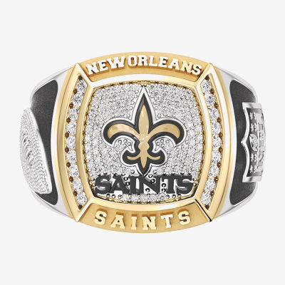 True Fans Fine Jewelry New Orleans Saints Mens 1/2 CT. T.W. Mined White Diamond 10K Two Tone Gold Fashion Ring