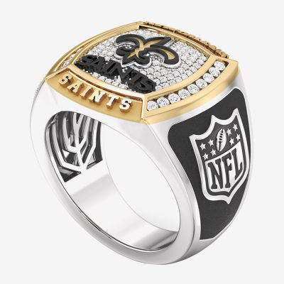 True Fans Fine Jewelry New Orleans Saints Mens 1/2 CT. Natural White Diamond 10K Two Tone Gold Fleur De Lis Fashion Ring