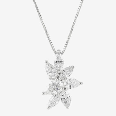 (H-I / Si1) Womens 1 CT. T.W. Lab Grown White Diamond 10K White Gold Pendant Necklace