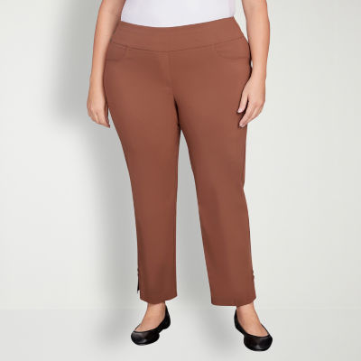 Hearts Of Palm-Plus Womens Mid Rise Straight Pull-On Pants