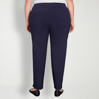 Hearts Of Palm-Plus Womens Mid Rise Straight Pull-On Pants