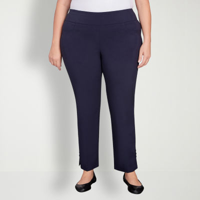 Hearts Of Palm-Plus Womens Mid Rise Straight Pull-On Pants