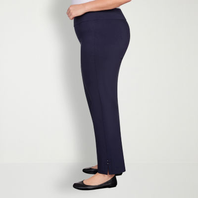 Hearts Of Palm-Plus Womens Mid Rise Straight Pull-On Pants