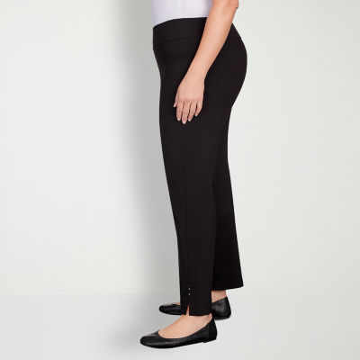 Hearts Of Palm-Plus Womens Mid Rise Straight Pull-On Pants