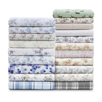 Laura Ashley Le Fleur Cotton Flannel Deep Pocket Sheet Set