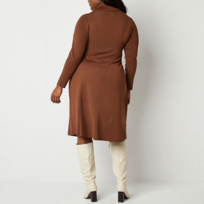 Maia Plus Long Sleeve Midi Sweater Dress