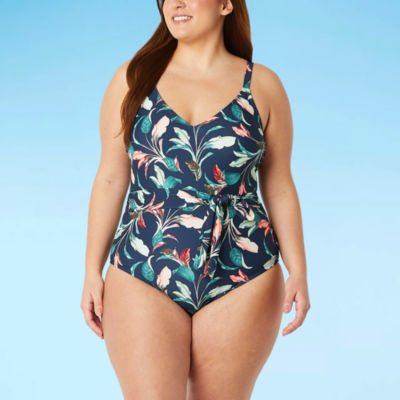 Mynah Womens Leaf One Piece Swimsuit Plus