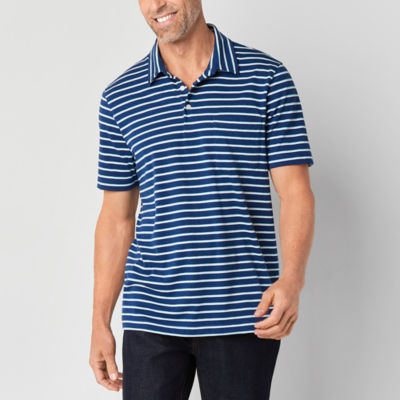 St. John's Bay Striped Super Soft Jersey Mens Slim Fit Short Sleeve Pocket Polo Shirt
