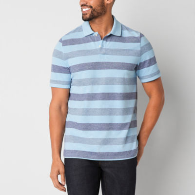 St. John's Bay Essential Striped Oxford Mens Classic Fit Short Sleeve Polo Shirt