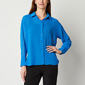 Worthington Womens Long Sleeve Regular Fit Button-Down Shirt - JCPenney