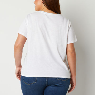 a.n.a Womens Plus Crew Neck Short Sleeve T-Shirt