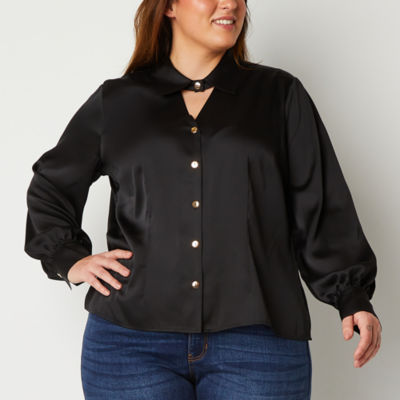 Bold Elements Plus Womens Long Sleeve Regular Fit Button-Down Shirt