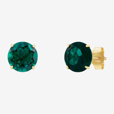 Gemstone 10K Gold 4mm Round Stud Earrings