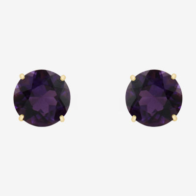 Gemstone 10K Gold 6mm Round Stud Earrings