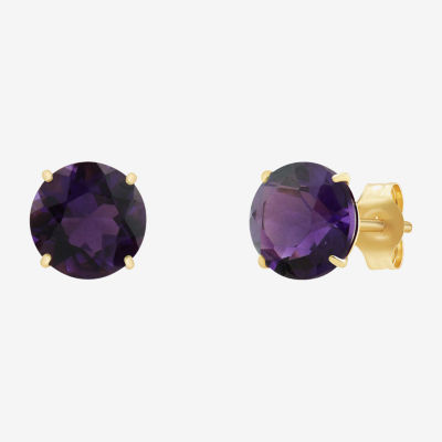 Gemstone 10K Gold 6mm Round Stud Earrings