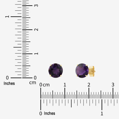 Gemstone 10K Gold 6mm Round Stud Earrings