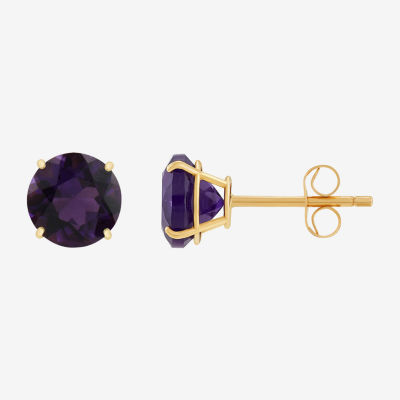 Gemstone 10K Gold 6mm Round Stud Earrings
