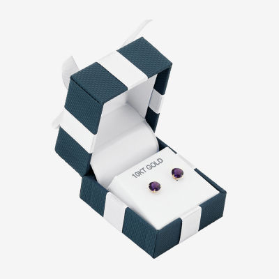 Gemstone 10K Gold 6mm Round Stud Earrings