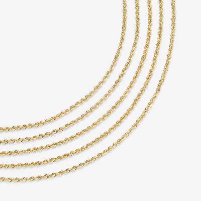 14K Gold 16 - 30 Inch Semi-Solid Sparkle Rope Chain Necklace