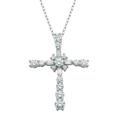 DiamonArt® Cubic Zirconia Sterling Silver Cross Pendant Necklace JCPenney