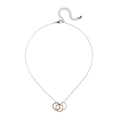 Bijoux Bar Delicates Tri Tone 16 Inch Circle Pendant Necklace