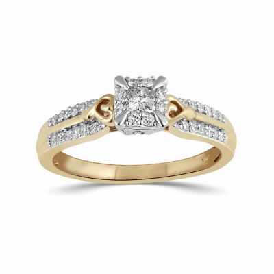 Hallmark Diamonds Womens 1/3 CT. T.W. Mined White Diamond 10K Gold Engagement Ring