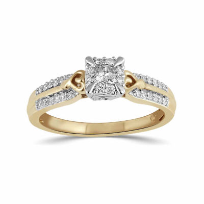 Hallmark Diamonds Womens 1/3 CT. T.W. Natural White Diamond 10K Gold Engagement Ring