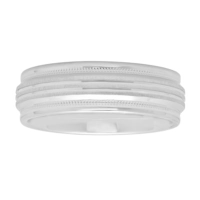 Mens 7MM Sterling Silver Wedding Band