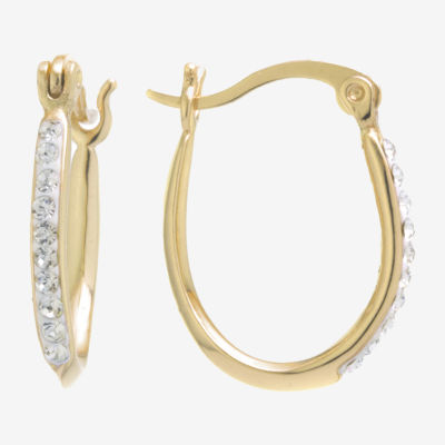 Silver Treasures Crystal 14K Gold Over Silver Hoop Earrings