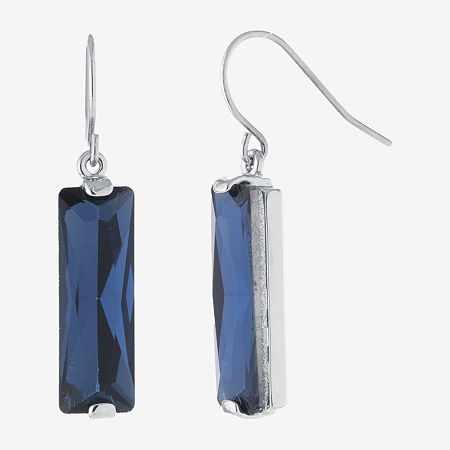 Sparkle Allure Womens Red Crystal Pure Silver Over Brass Rectangular Drop Earrings, One Size, Dark Blue