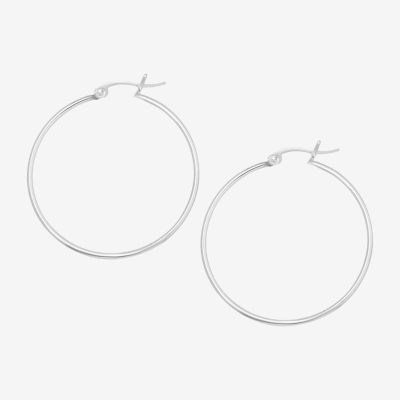 Silver Treasures Sterling Silver Hoop Earrings