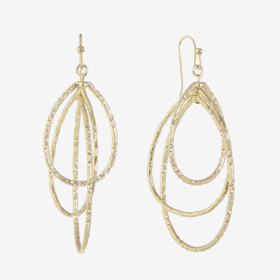 Jewelry Gold Tone Textured Drop Earrings, Color Yellow JCPenney