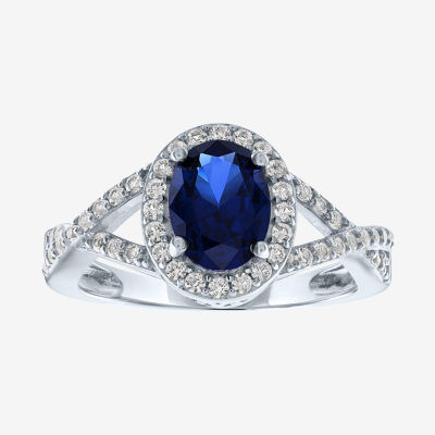 Limited Time Special! Womens Lab Created Blue Sapphire Sterling Silver Cocktail Ring