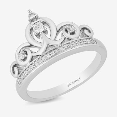 Enchanted Disney Fine Jewelry 1/7 CT.T.W. Natural Diamond "Cinderella" Sterling SIlver Ring"