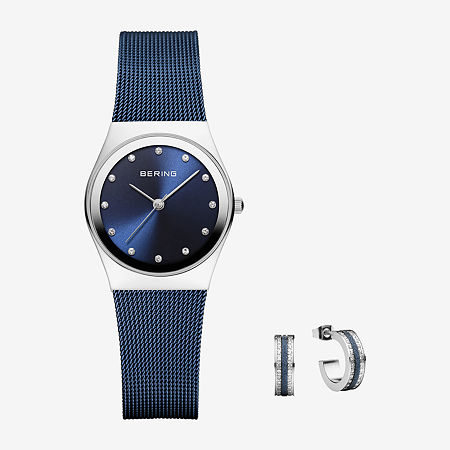 Bering Womens Blue Stainless Steel 3-pc. Watch Boxed Set 12927-307g, One Size -  25570010018
