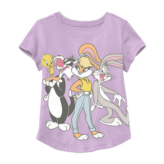 Little & Big Girls Crew Neck Looney Tunes Short Sleeve Graphic T-Shirt ...