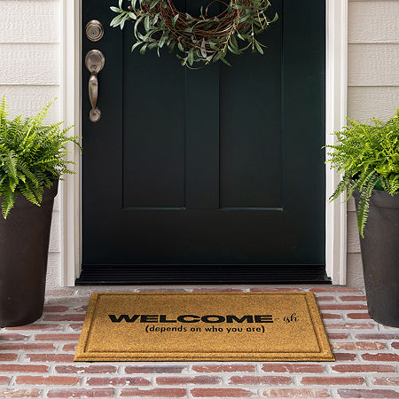 Mohawk Home Faux Coir Welcome-Ish 18X30 Outdoor Doormat, One Size, Brown