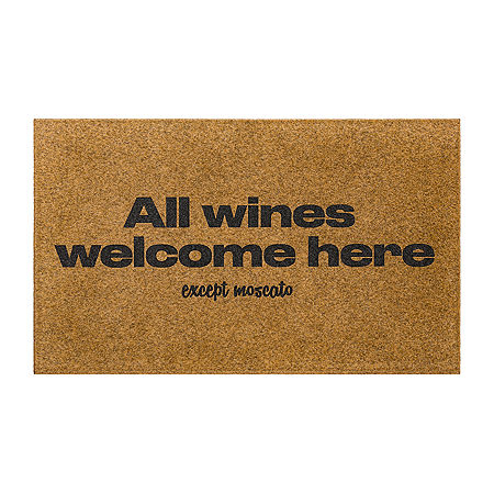 Mohawk Home Faux Coir All Wines Welcome Here 18X30 Outdoor Doormat, One Size, Brown