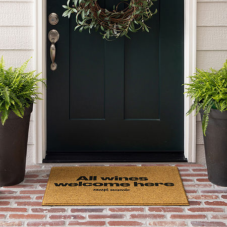 Mohawk Home Faux Coir All Wines Welcome Here 18X30 Outdoor Doormat, One Size, Brown