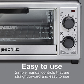 Proctor Silex 4 Slice Modern Toaster Oven Toast Pizza Bake Broil Black  Silver - Office Depot